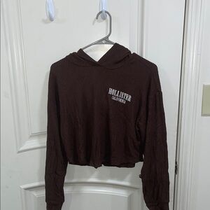 Hollister Brown Casual Cropped Hoodie